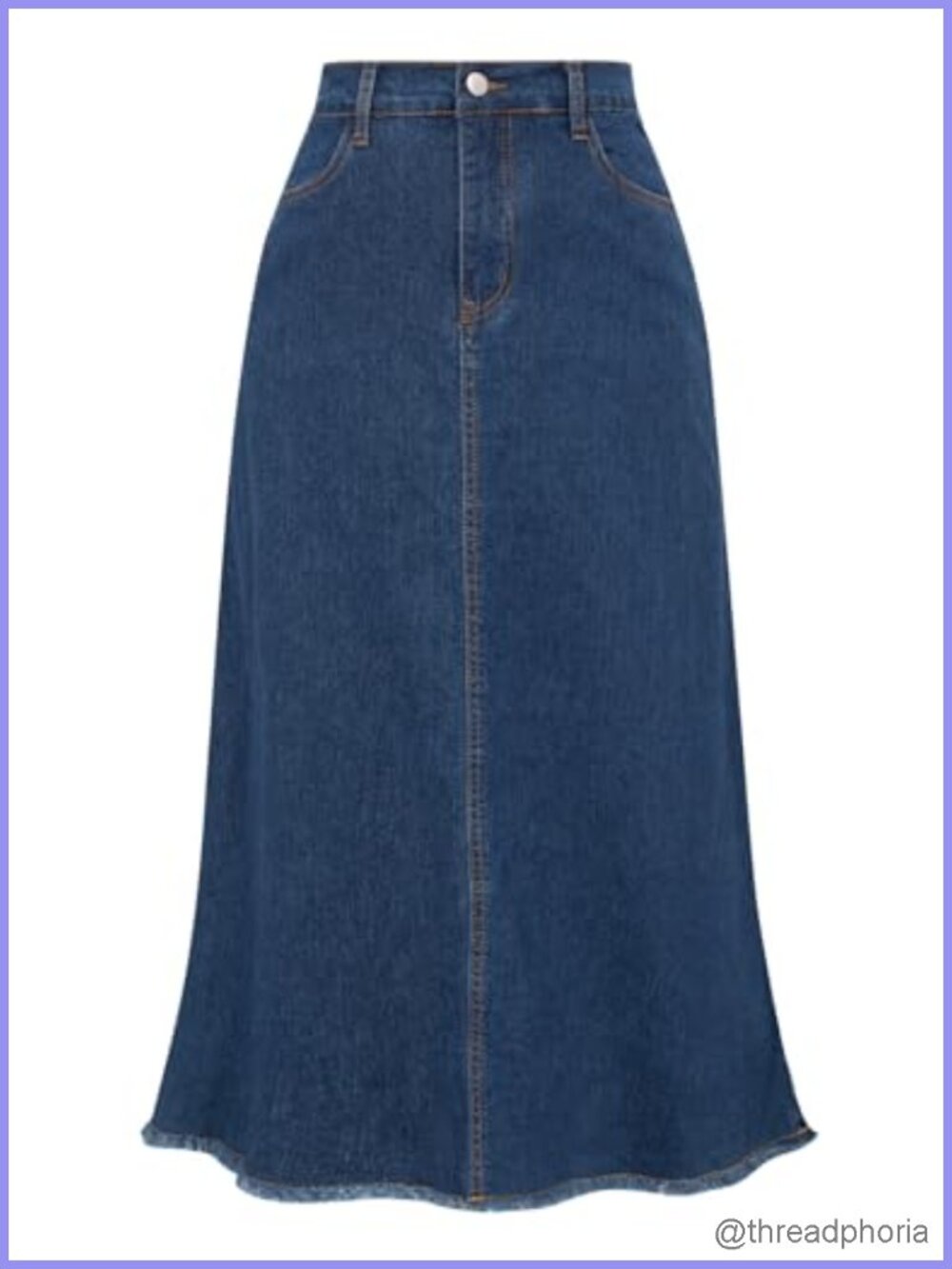 Long Frayed Denim Maxi Jean Skirt High Waist A-Line Raw Hem for Women